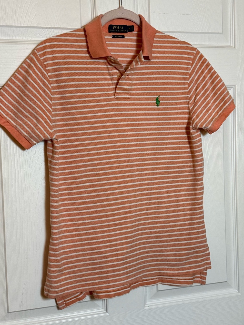 Ralph Lauren Orange and White Striped Polo Shirt